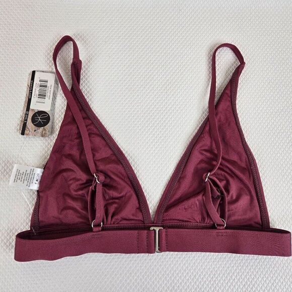 New Ris-k Maroon Red Swim Triangle Bikini Top Womens S Made In USA - Picture 4 of 5